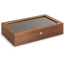 BOITE A MONTRE, Coffret 10 montres couvercle avec fenêtre placage en noyer mat309368<Beco Hot