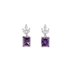 Boucle d'oreille Argent Rhodié - Oxyde de Zirconium violet et blanc 602614<GO Mademoiselle Online
