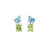 Boucle d'oreille Argent Rhodié - Oxyde de Zirconium vert bleu blanc 602623<GO Mademoiselle Discount