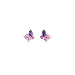Boucle d'oreille Argent Rhodié - Oxyde de Zirconium violet et rose 602625<GO Mademoiselle New