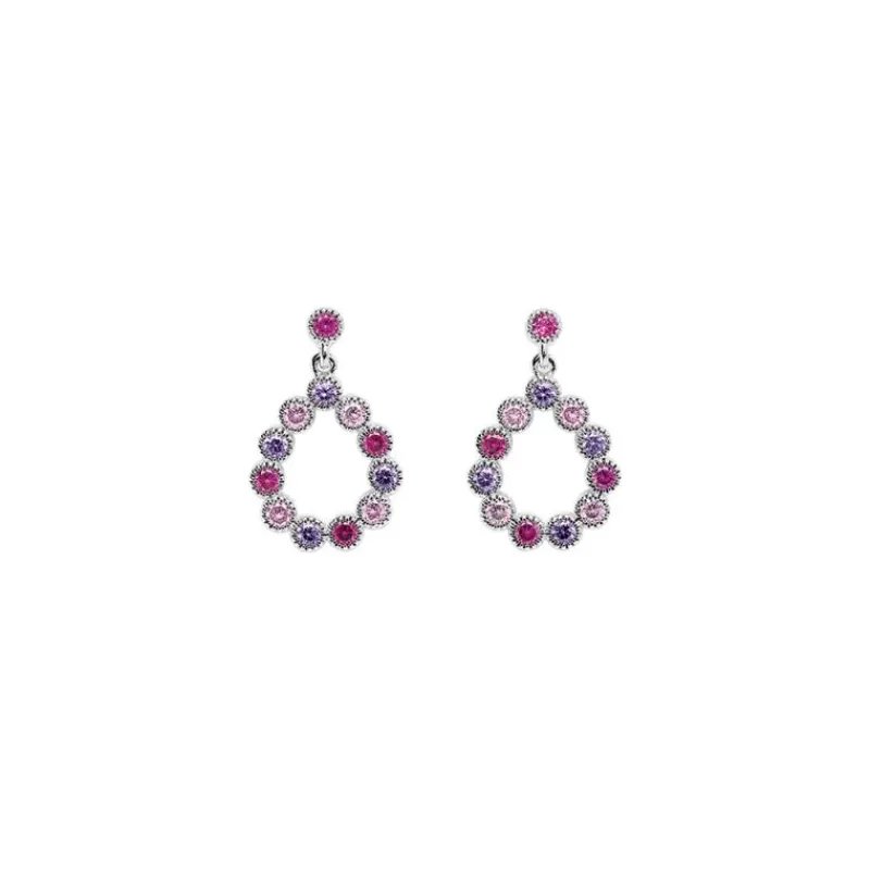 Boucle d'oreille Argent Rhodié - Oxyde de Zirconium violet rose fuschia 602619<GO Mademoiselle Fashion