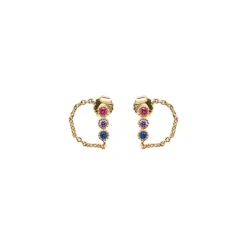 Boucle d'oreille Plaqué or - Oxyde de Zirconium Violet bleu fuschia 606634<GO Mademoiselle Best