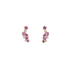 Boucle d'oreille Plaqué or - Oxyde de Zirconium rose et blanc 606631<GO Mademoiselle Sale