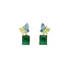 Boucle d'oreille Plaqué or - Oxyde de Zirconium Vert et bleu 606629<GO Mademoiselle Fashion