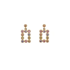 Boucle d'oreille Plaqué or - Oxyde de Zirconium Violet rose jaune 606628<GO Mademoiselle Online