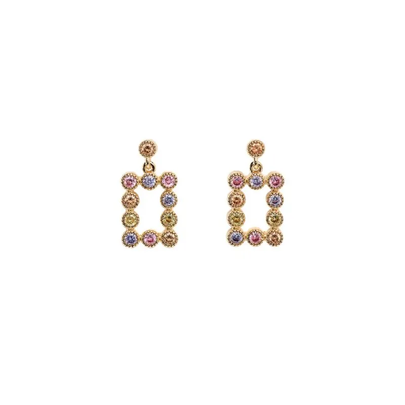 Boucle d'oreille Plaqué or - Oxyde de Zirconium Violet rose jaune 606628<GO Mademoiselle Online