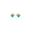 Boucle d'oreille Plaqué or - Oxyde de Zirconium vert et blanc 606625<GO Mademoiselle Clearance