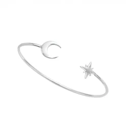Bracelet argent demi jonc lune étoile601506<GO Mademoiselle Outlet