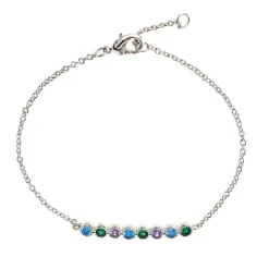 Bracelet Argent Rhodié - Oxyde de Zirconium bleu vert violet 601595<GO Mademoiselle Discount