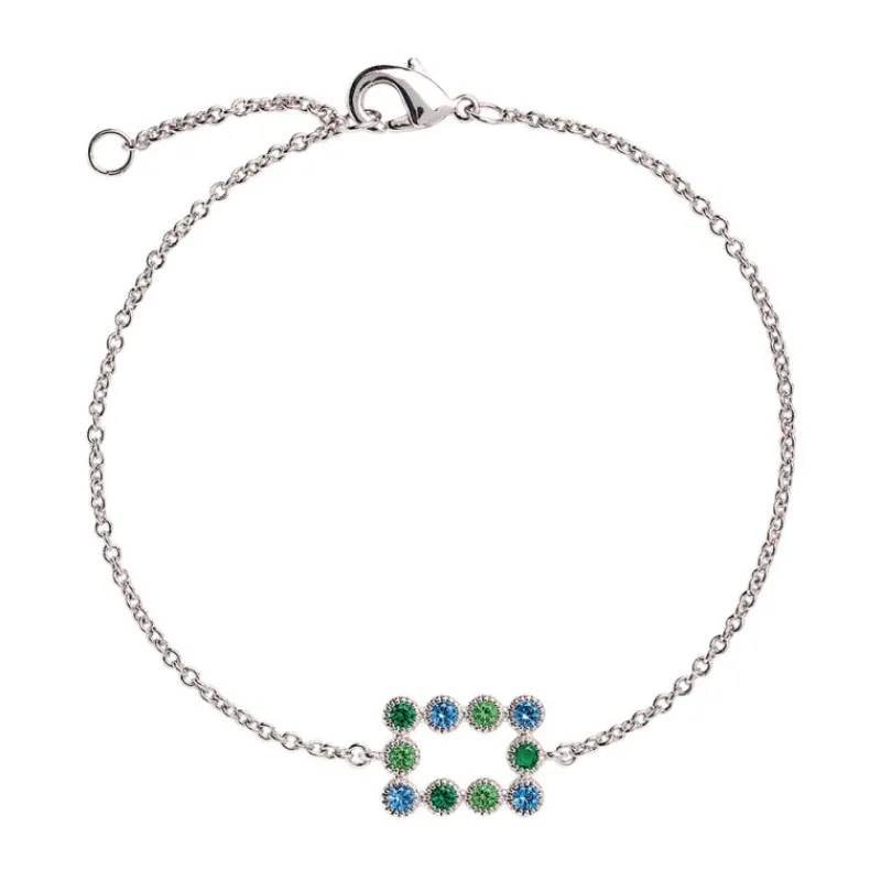 Bracelet Argent Rhodié - Oxyde de Zirconium vert et bleu 601593<GO Mademoiselle Fashion