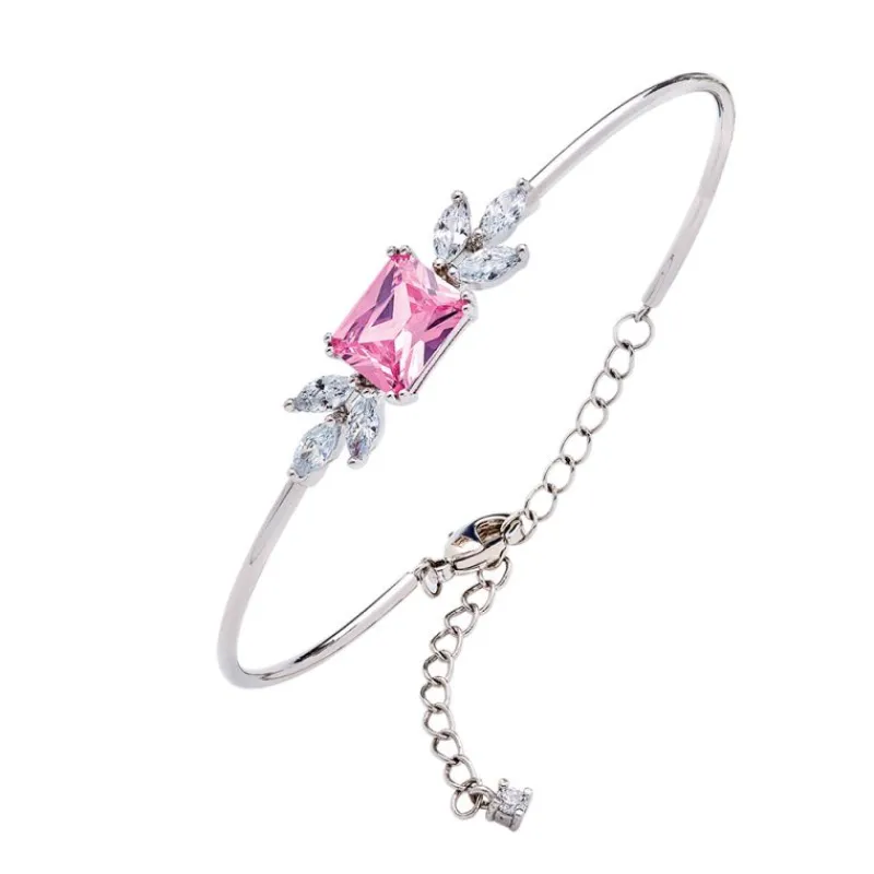 Bracelet Argent Rhodié - Oxyde de Zirconium blanc et rose 601591<GO Mademoiselle Clearance