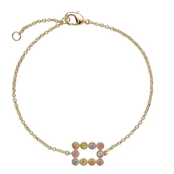 Bracelet Plaqué or - Oxyde de Zirconium rose violet jaune 605609<GO Mademoiselle Clearance