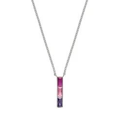 Collier Argent Rhodié - Oxyde de Zirconium Violet rose fuschia 600122<GO Mademoiselle Online