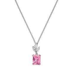 Collier Argent Rhodié - Oxyde de Zirconium Rose et Blanc 600110<GO Mademoiselle Online