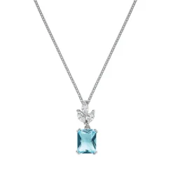 Collier Argent Rhodié - Oxyde de Zirconium Bleu et Blanc 600109<GO Mademoiselle Clearance