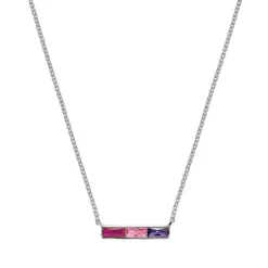 Collier Argent Rhodié - Oxyde de Zirconium Violet rose fuschia 600123<GO Mademoiselle Sale