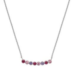 Collier Argent Rhodié - Oxyde de Zirconium Violet rose fuschia 600120<GO Mademoiselle Discount