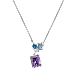 Collier Argent Rhodié - Oxyde de Zirconium Violet bleu blanc 600115<GO Mademoiselle Sale