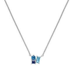 Collier Argent Rhodié - Oxyde de Zirconium Bleu 600112<GO Mademoiselle Clearance