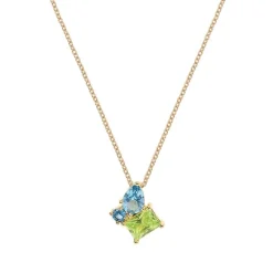 Collier Plaqué or - Oxyde de Zirconium vert et bleu 604122<GO Mademoiselle Outlet