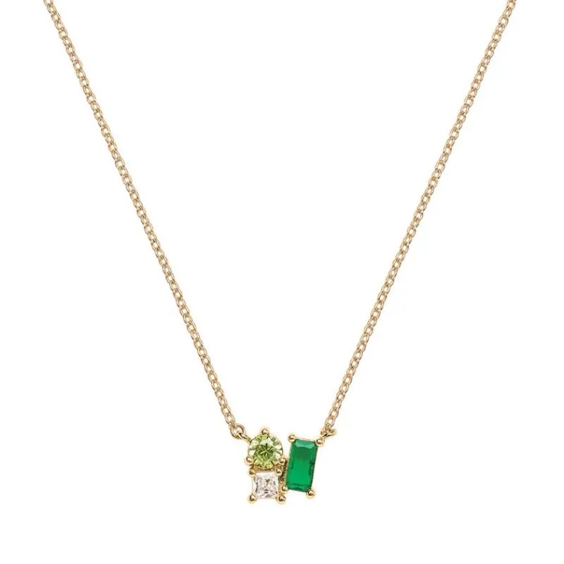 Collier Plaqué or - Oxyde de Zirconium vert et Blanc 604111<GO Mademoiselle Online