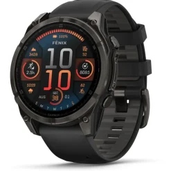 Fenix 8 Amoled 47mm Verre Sapphire lunette Carbon Gray DLC bracelet noir/gris galet010-02904-21<Garmin Outlet