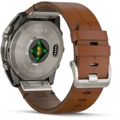 Fenix 8 Amoled 51mm Verre Sapphire lunette titane bracelet cuir marron + silicone noir010-02905-40<Garmin Clearance