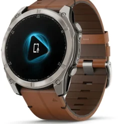 Fenix 8 Amoled 51mm Verre Sapphire lunette titane bracelet cuir marron + silicone noir010-02905-40<Garmin Clearance