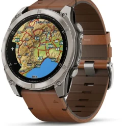 Fenix 8 Amoled 51mm Verre Sapphire lunette titane bracelet cuir marron + silicone noir010-02905-40<Garmin Clearance
