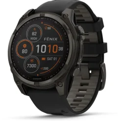 Fenix 8 Solar 47mm Verre Sapphire lunette Carbon Gray DLC bracelet noir/gris galet010-02906-11<Garmin Online