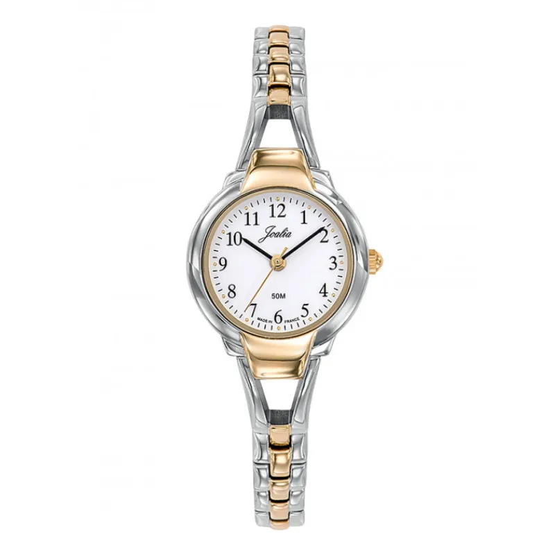 Montre Femme ronde dorée bicolore634056<Joalia Fashion