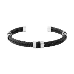 - Bracelet câble demi jonc souple PVD noirHBJ2381A<Rochet Hot