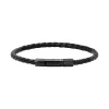 - Bracelet Driver PVD noir lien tressé cuir noir Ø3mmHB1431301<Rochet Fashion