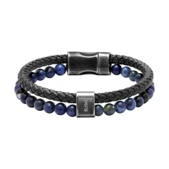 - Bracelet Karma 22cm cuir tréssé marine et lapis lazuliHB562206<Rochet Fashion