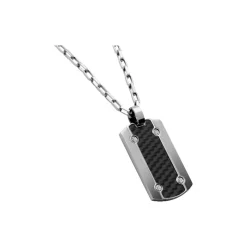 - Pendentif Hybrid acier/carbone et chaîne Ø3mm 50cmP401381<Rochet Clearance